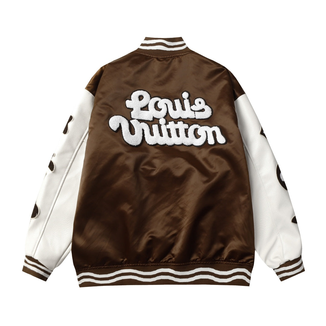 Louis Vuitton  Brown Embroidered Varsity Jacket