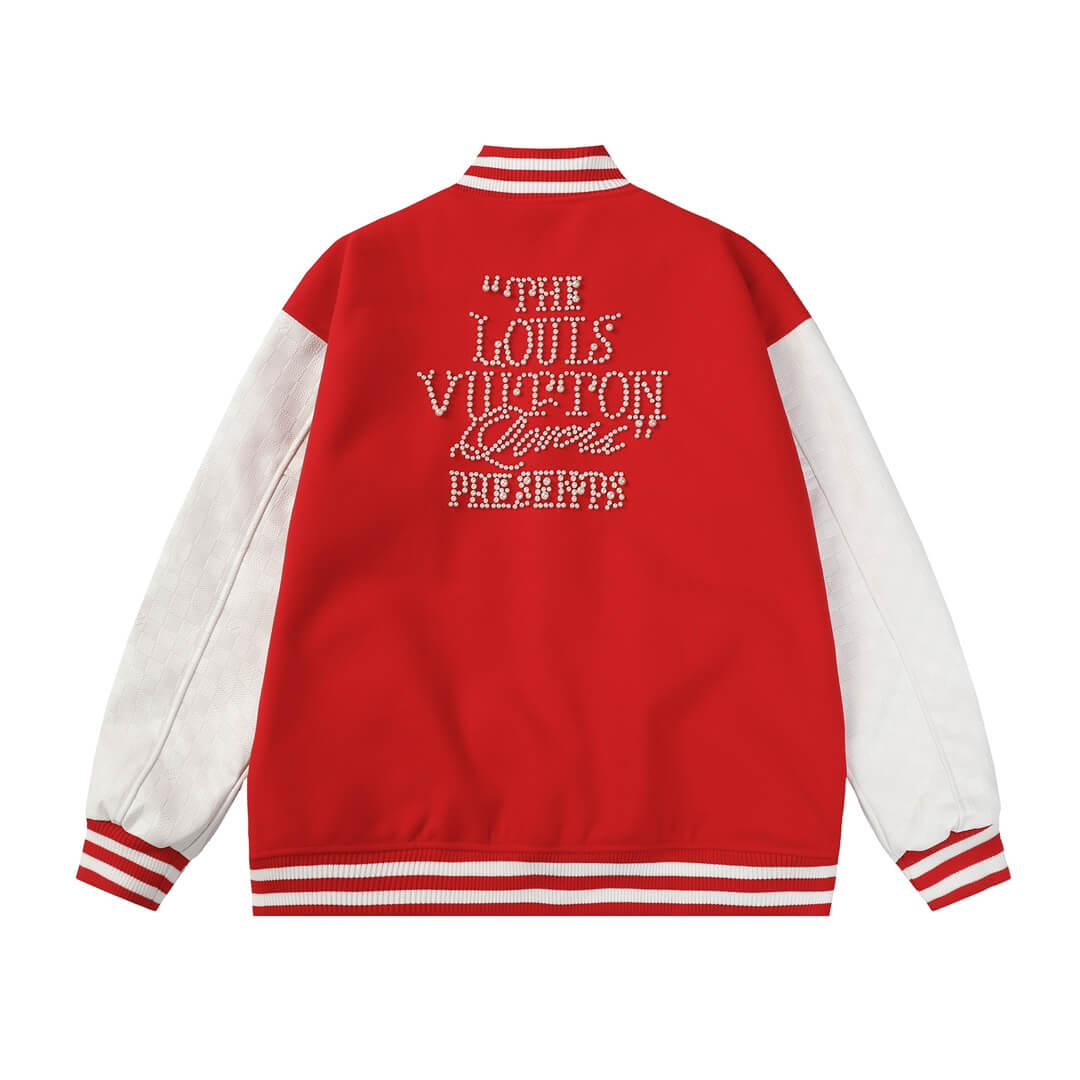 Louis Vuitton Mix Leather Red White Varsity Blouson Jacket