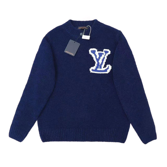 Louis Vuitton LV Blue Intarsia Crewneck Sweater