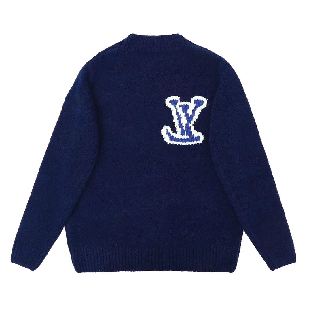 Louis Vuitton LV Blue Intarsia Crewneck Sweater