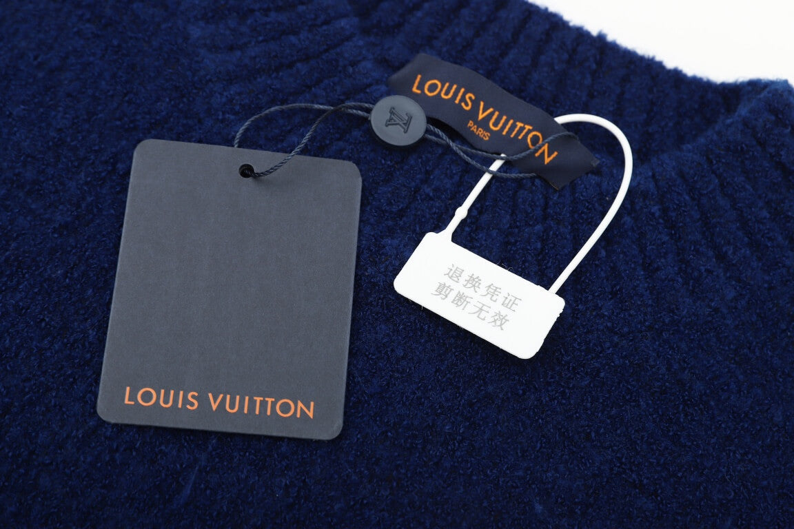 Louis Vuitton LV Blue Intarsia Crewneck Sweater