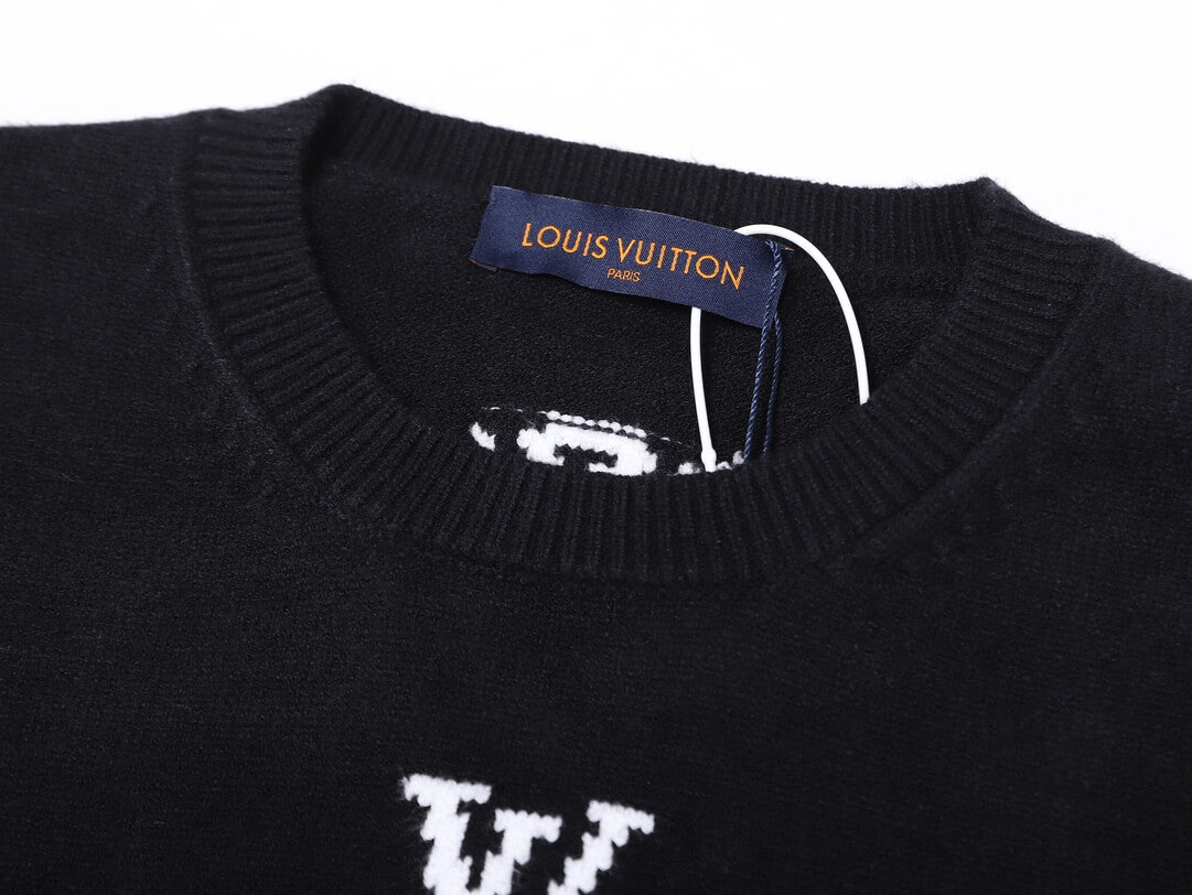 Louis Vuitton Black Intarsia Clock Sweater