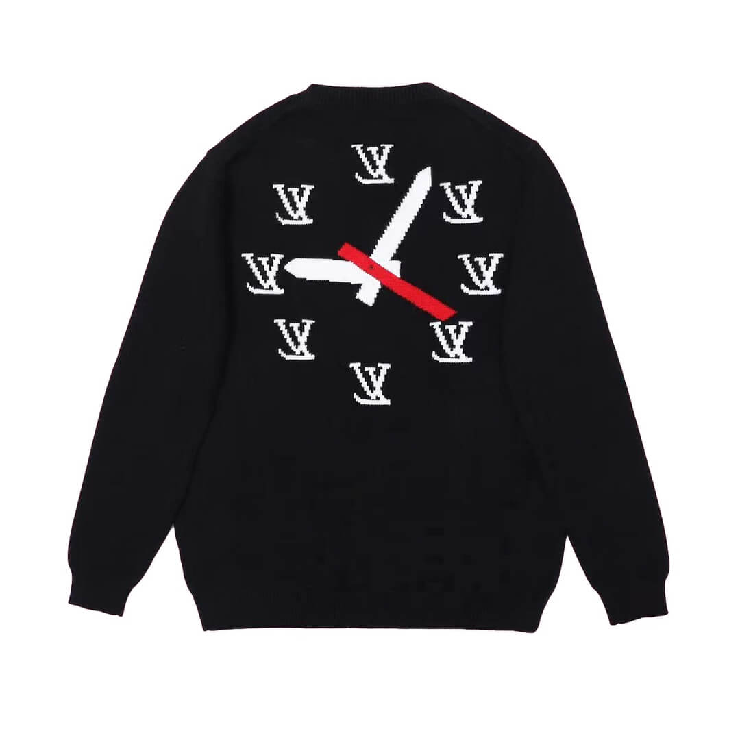 Louis Vuitton Black Intarsia Clock Sweater