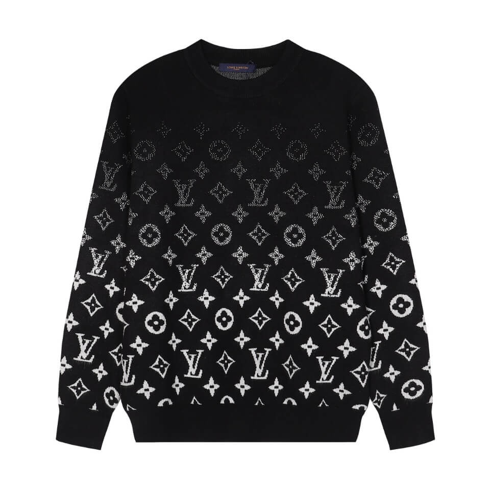 Louis Vuitton Black and White Monogram Gradient Sweater