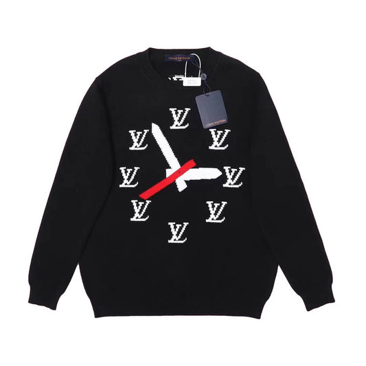 Louis Vuitton Black Intarsia Clock Sweater