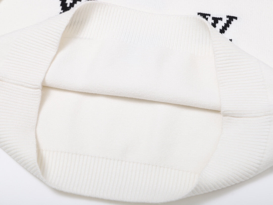 Louis Vuitton LV White Intarsia Clock Sweater