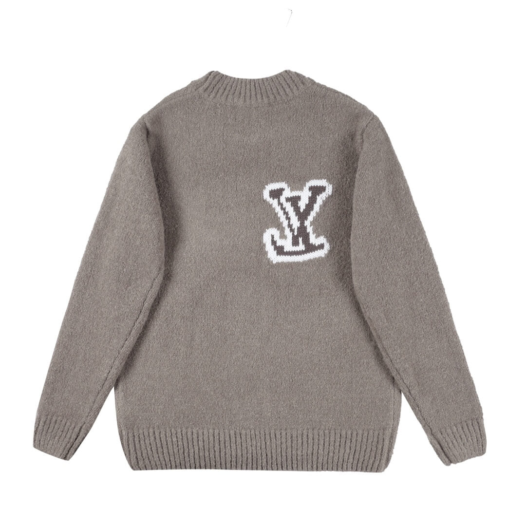 Louis Vuitton Taupe Intarsia Crewneck Sweater