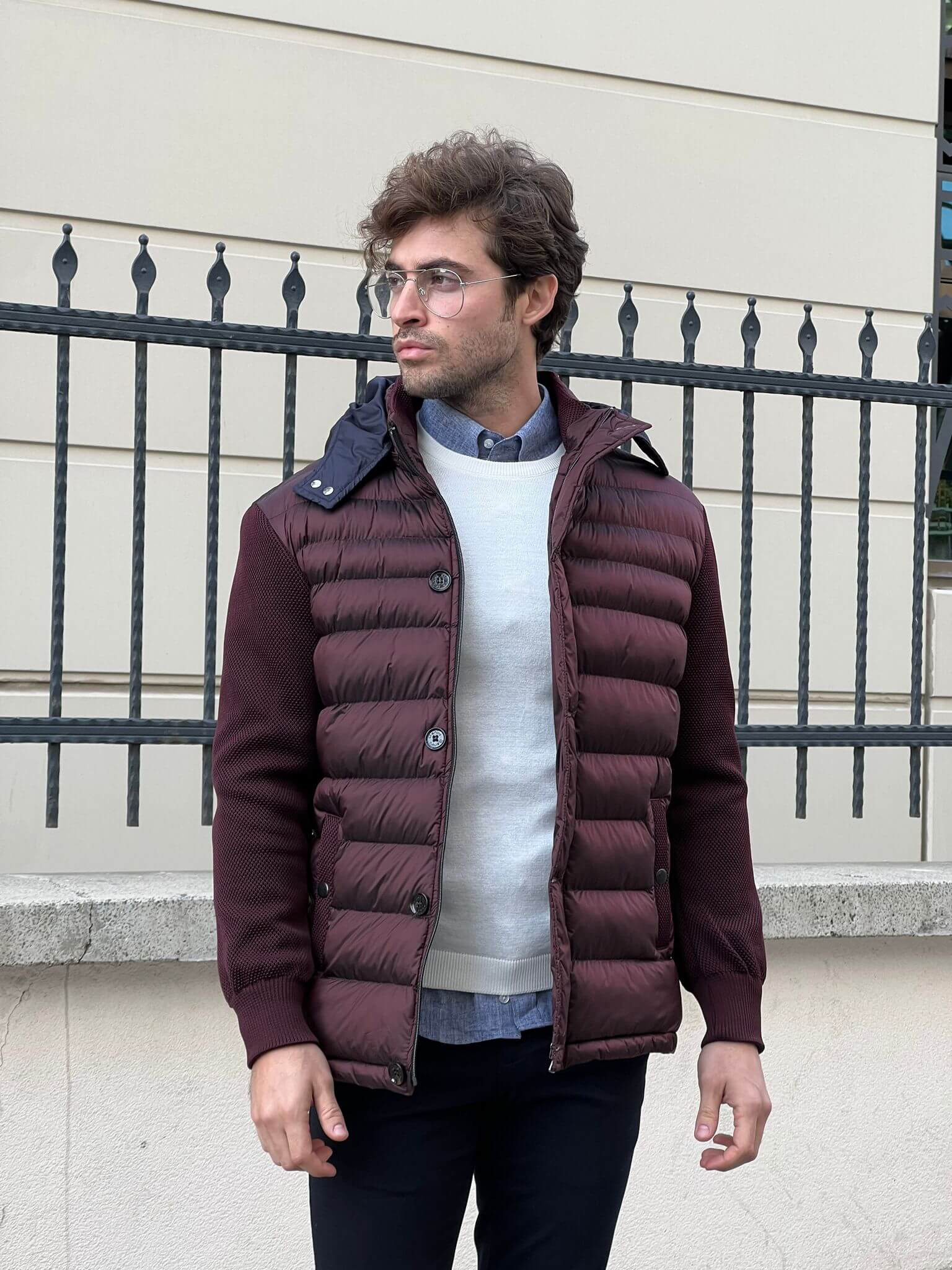 Burgundy down jacket men's best sale