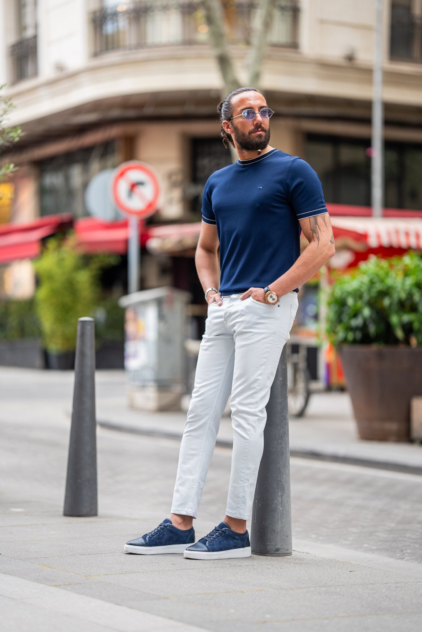 A Navy blue T shirt from HolloMen