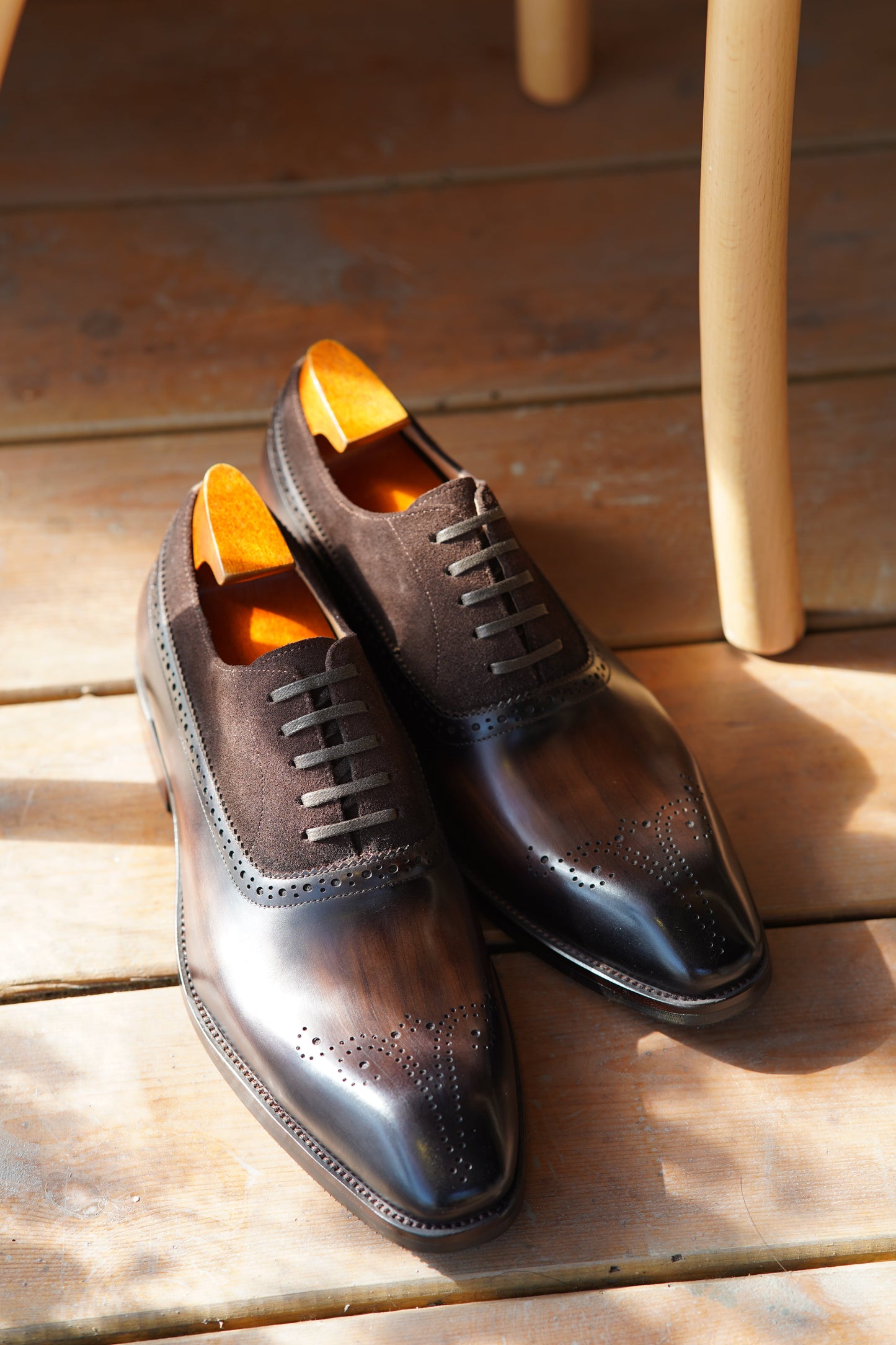 Sapatos Oxford Brogue Marrom Clássicos