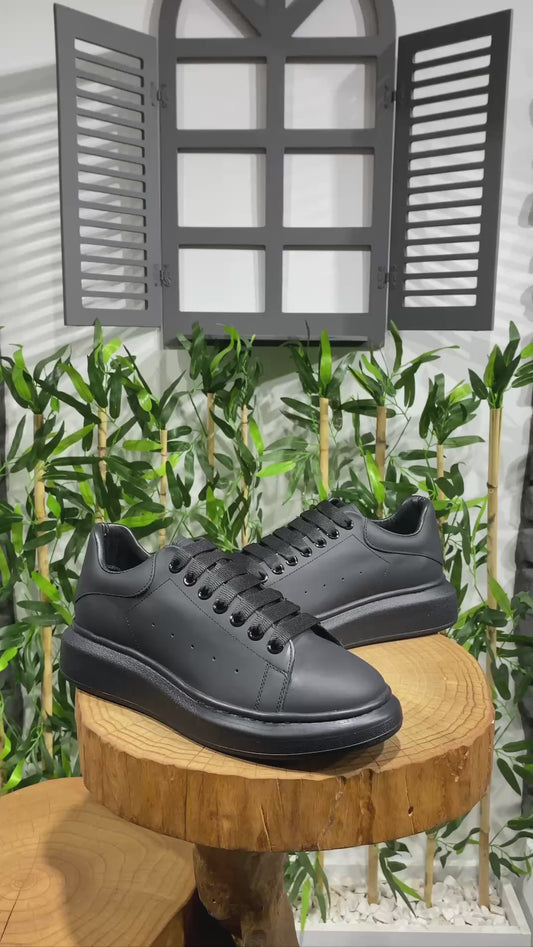 Luxury Black Leather Sneakers – 100% Genuine Leather, Sleek Design, Unmatched Comfort