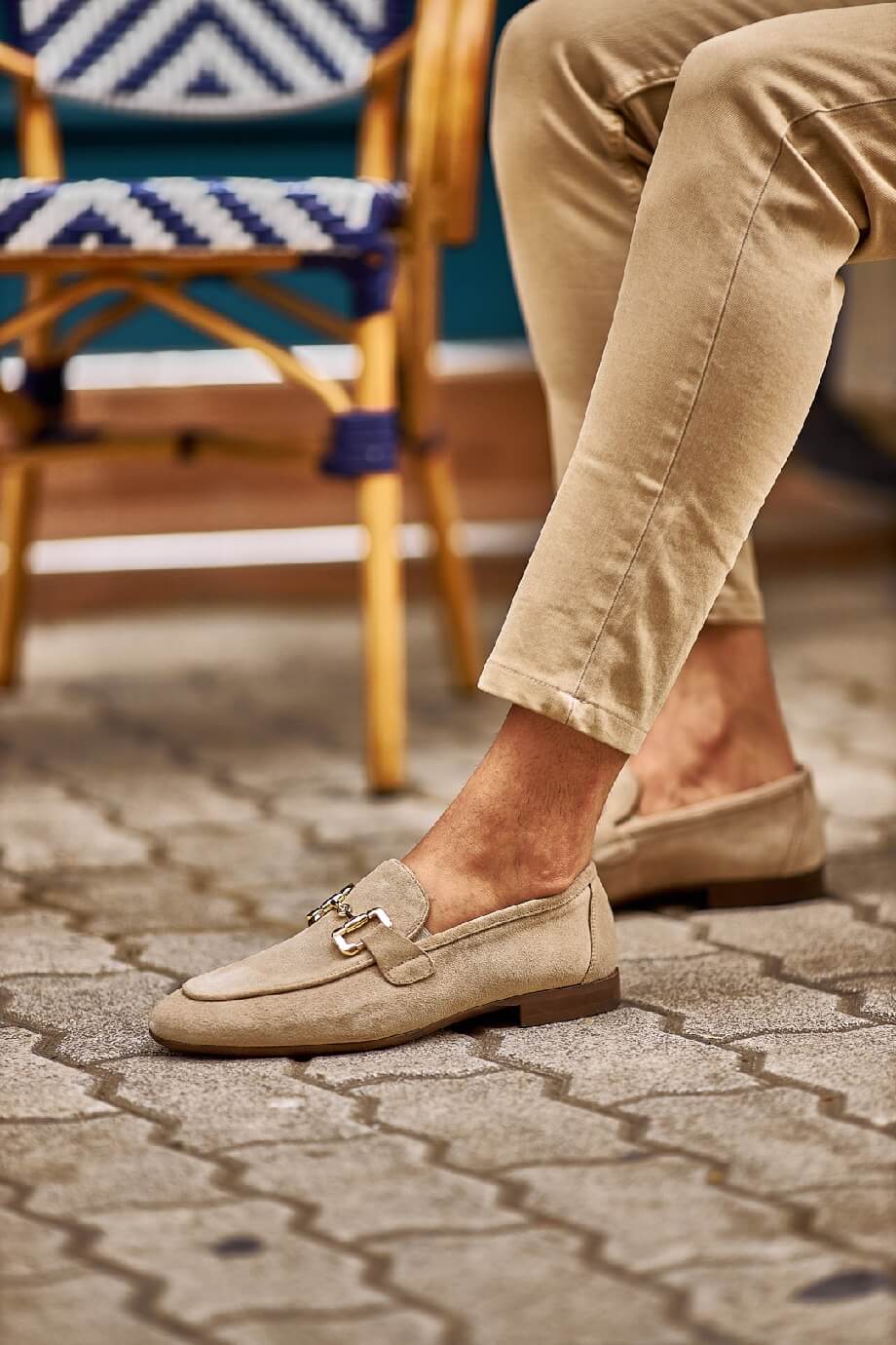 Loafer aus Wildleder in Beige mit Haselnussbraun