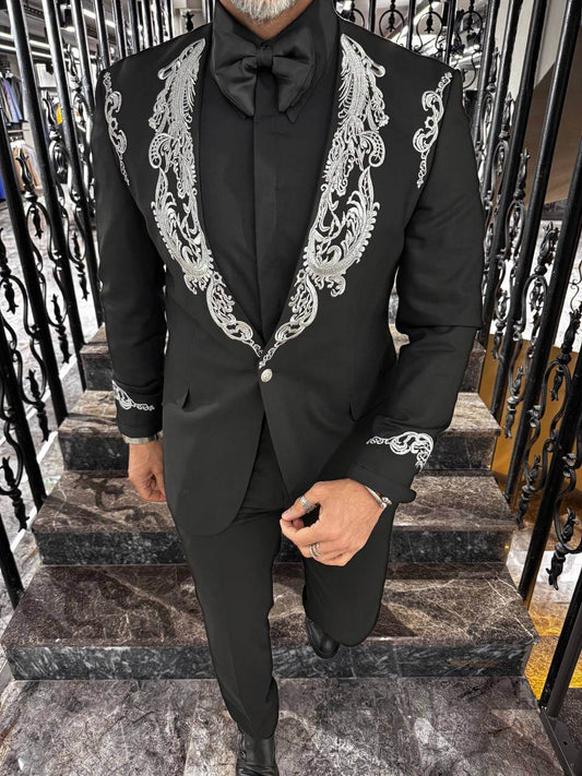 A Black White Tuxedo on Display. 