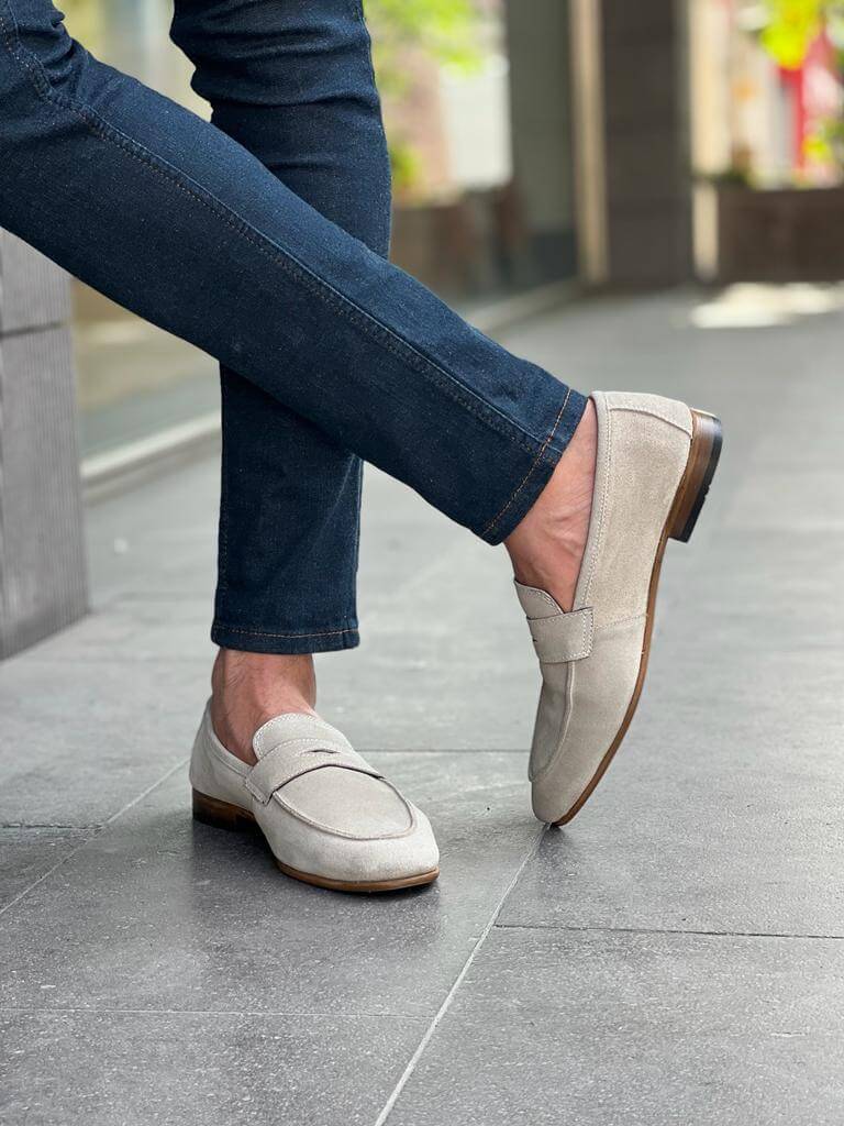 Beige platt mocka Loafers