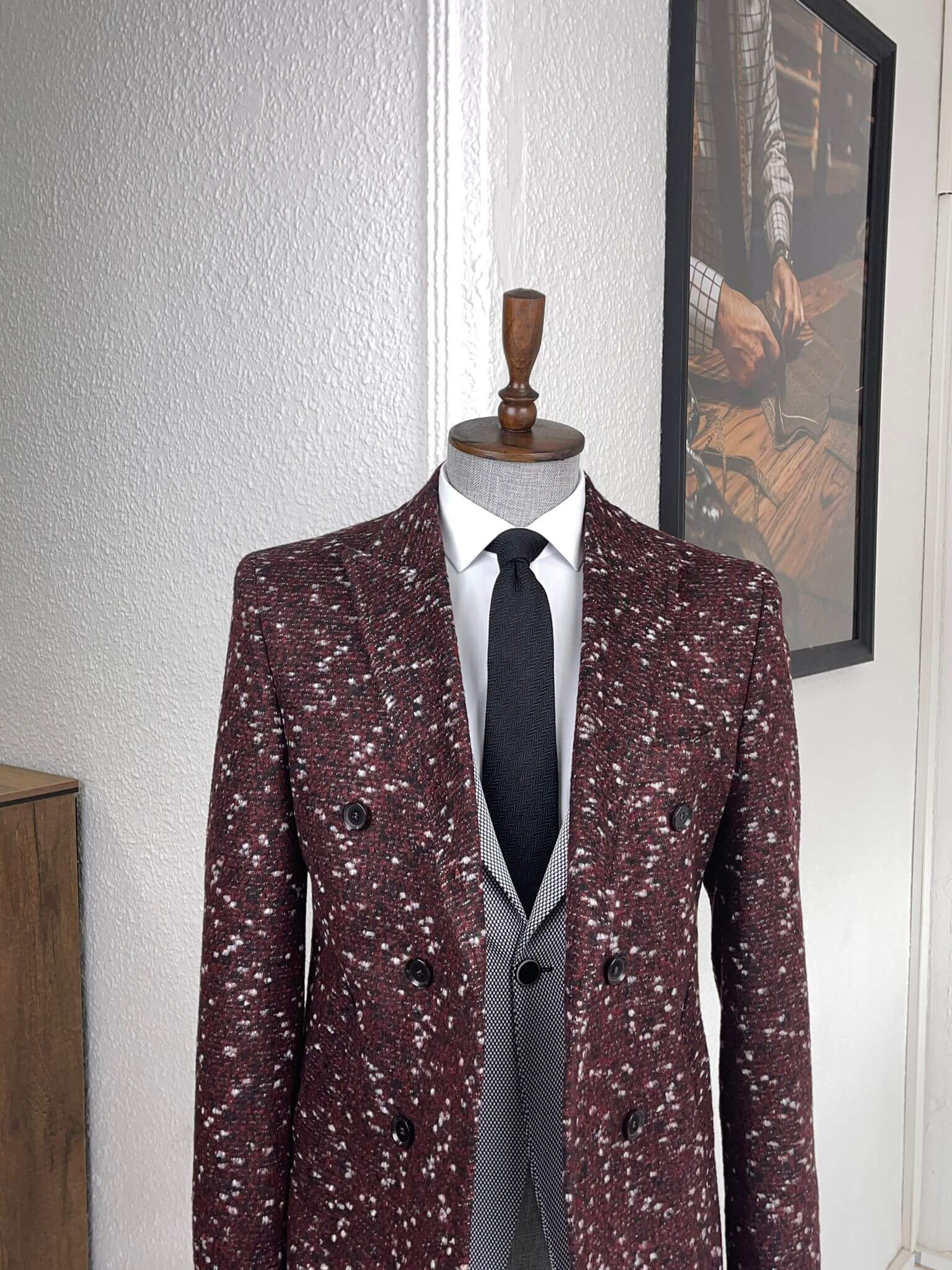 Wine red hot sale coat men