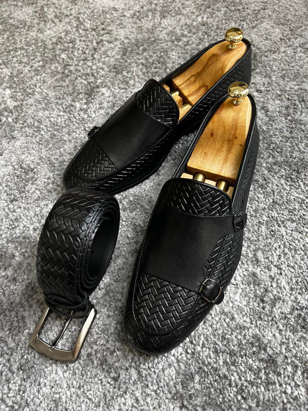 Double Buckle Black Loafers – HolloMen