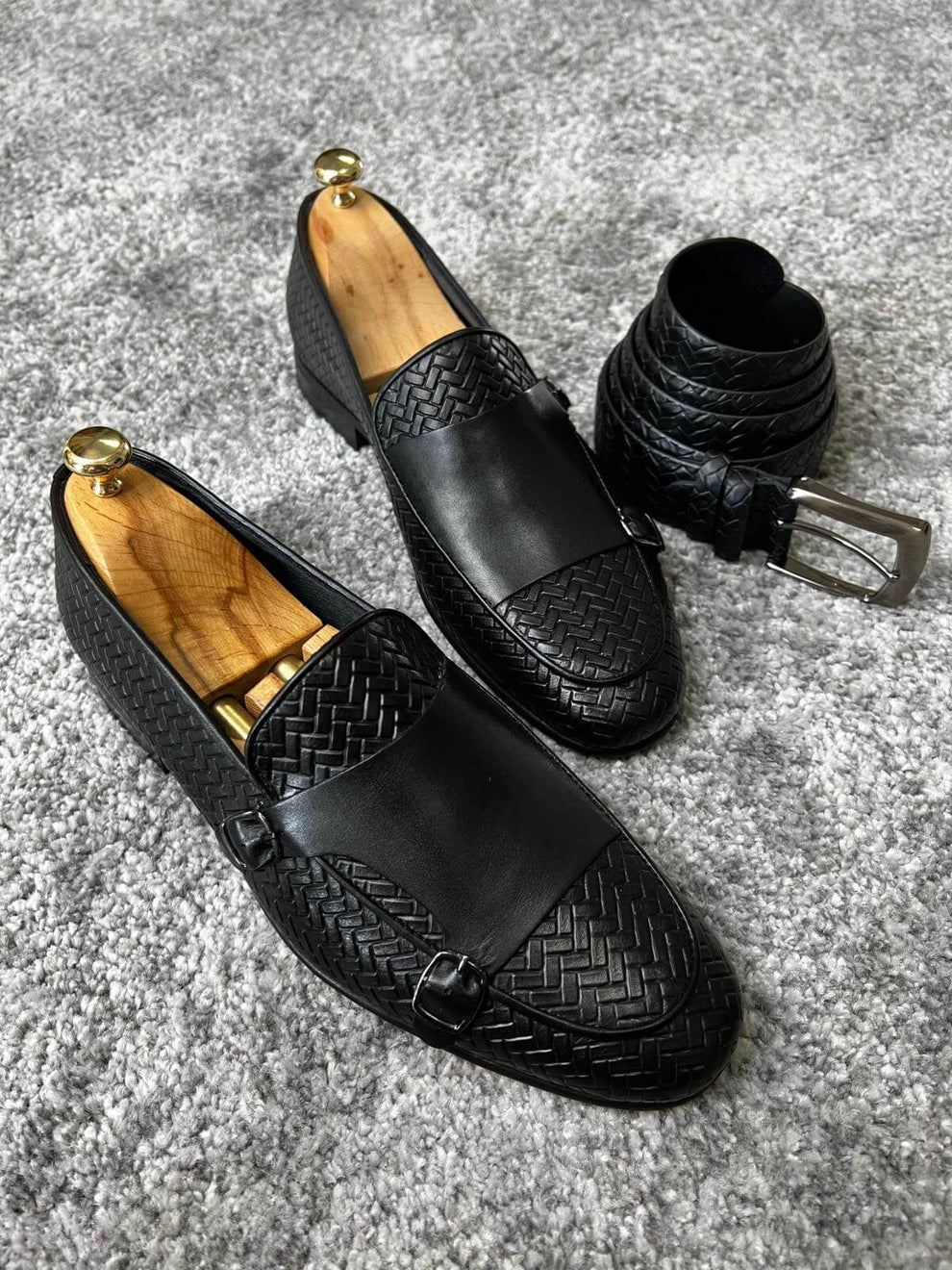 Double Buckle Black Loafers – HolloMen