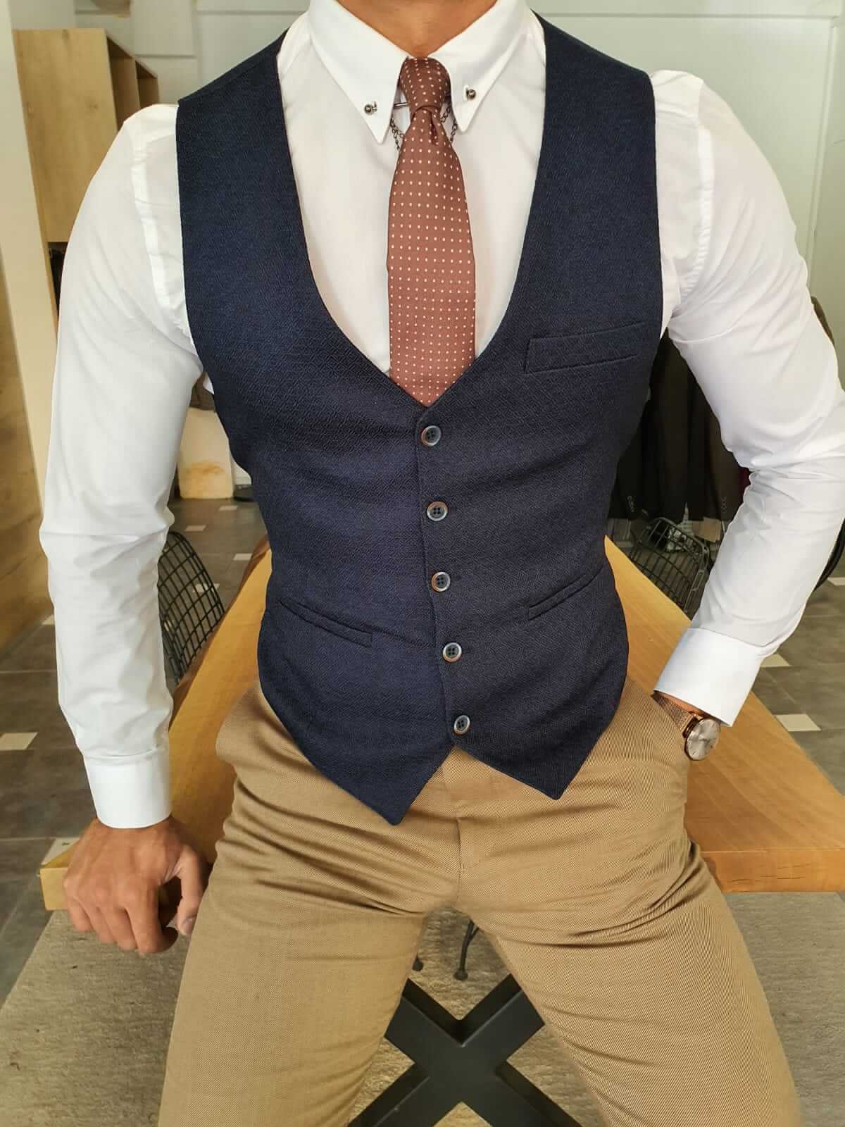 Blue vest sales outfit mens