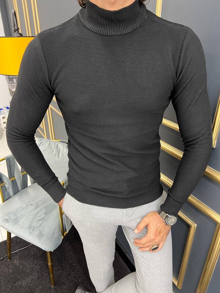 HolloMen Black Mock Turtleneck