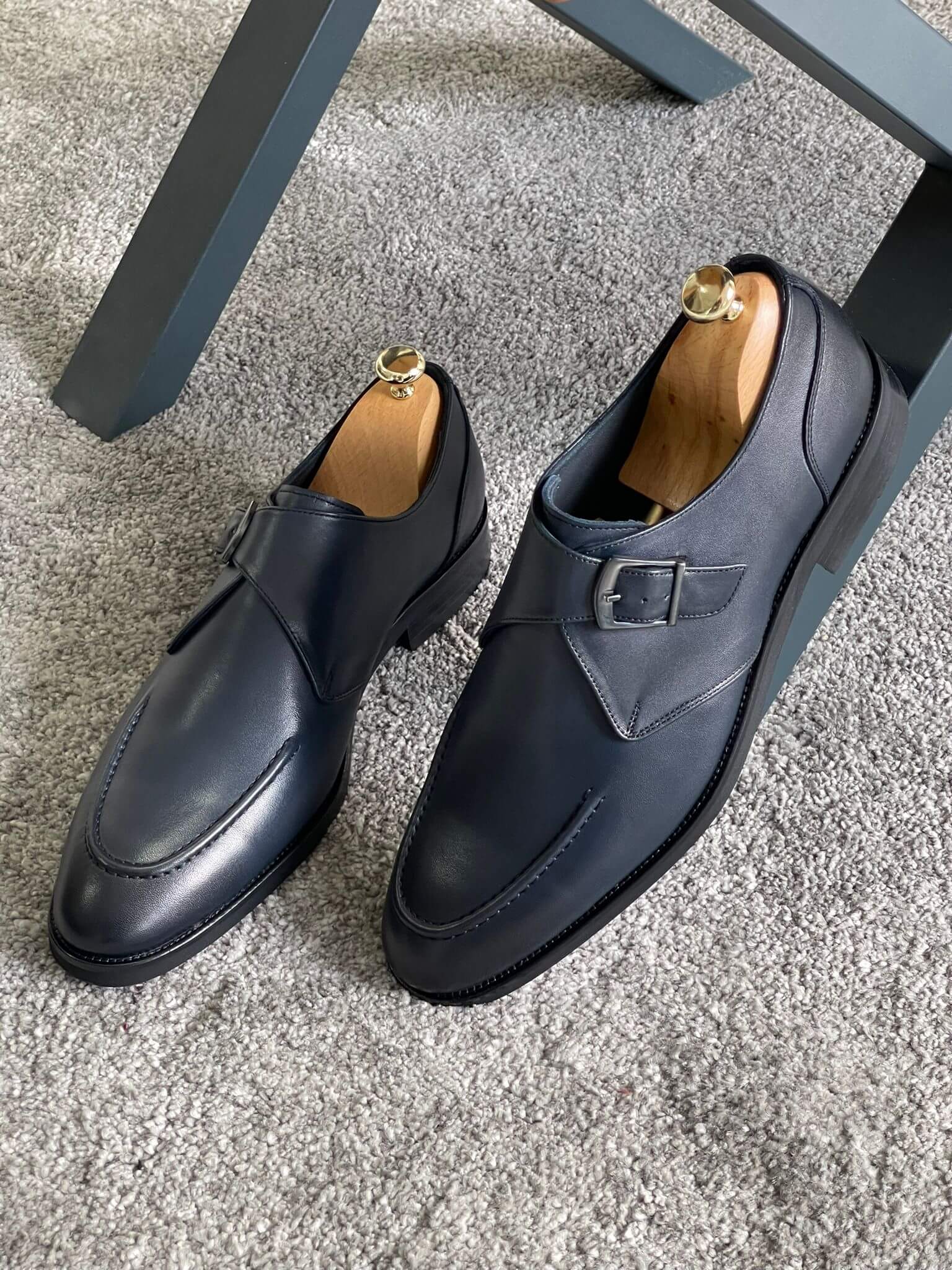 HolloMen Navy Blue Classic Leather Shoe