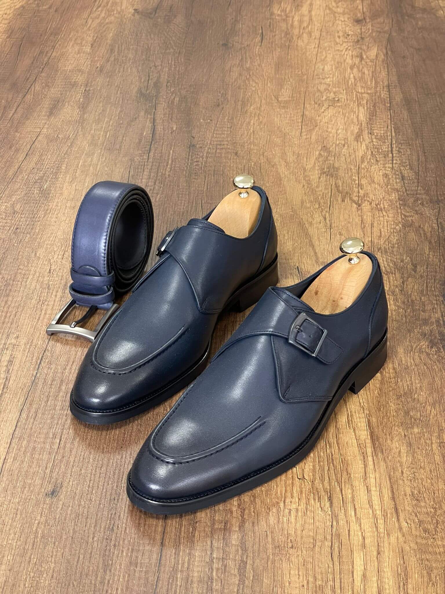 HolloMen Navy Blue Classic Leather Shoe