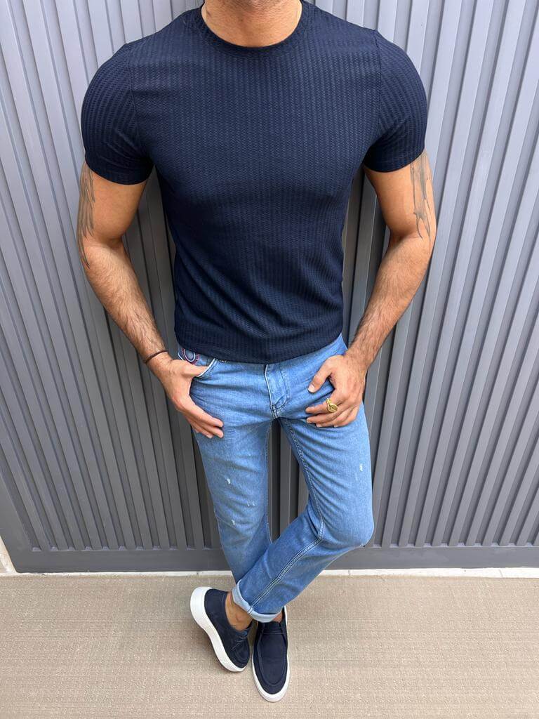 Dark blue sale t shirt mens