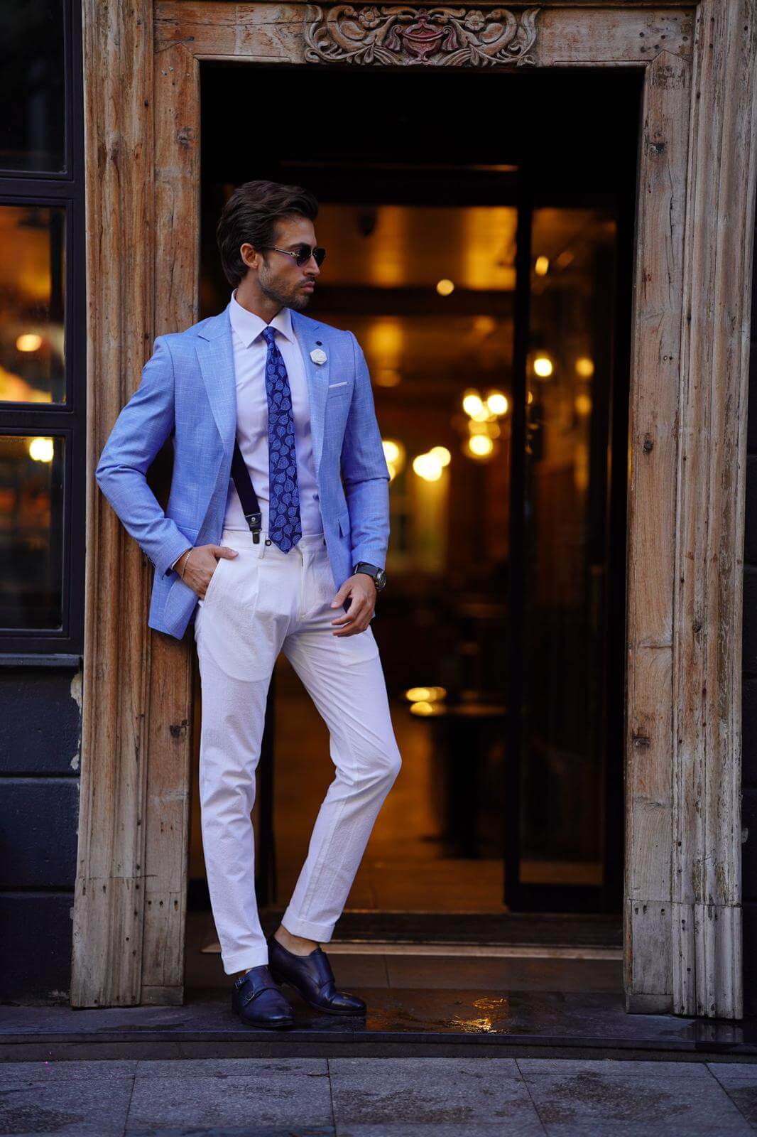 Royal Blue Blazer White Trousers Men Suits Sets Slim Fit Party Wear Tuxedo  Custom Made Groom Slim Fit Clothing 2pcs Jacket Pants - Suits - AliExpress