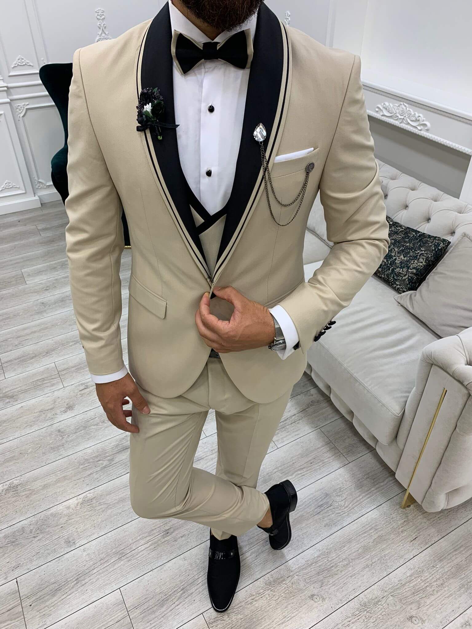 Milan Beige Wedding Tuxedo – HolloMen