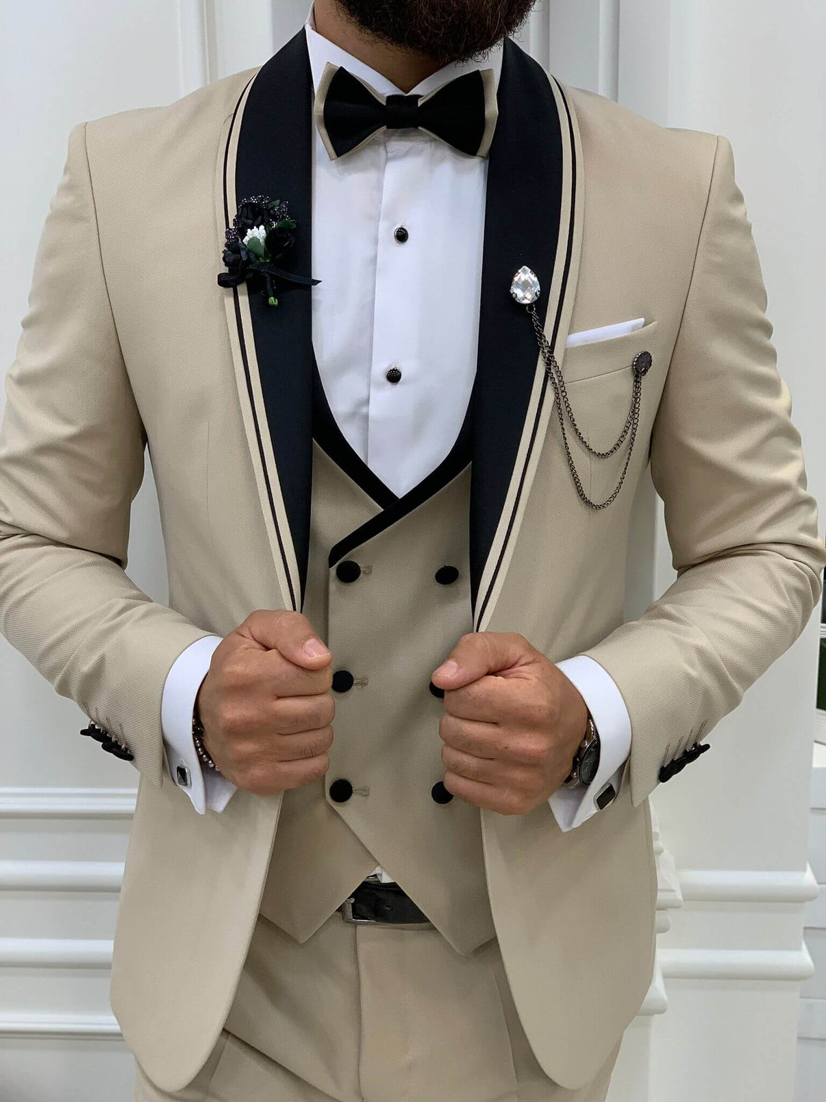 Milan Beige Wedding Tuxedo – HolloMen