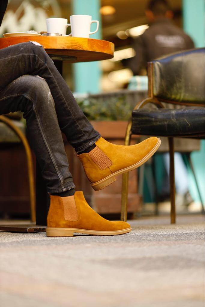 Mustard Suede Chelsea Boots 43