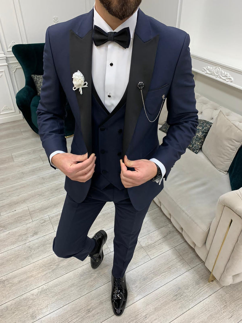 Elevate Your Formal Look: Classic Navy Blue Tuxedo for Special ...