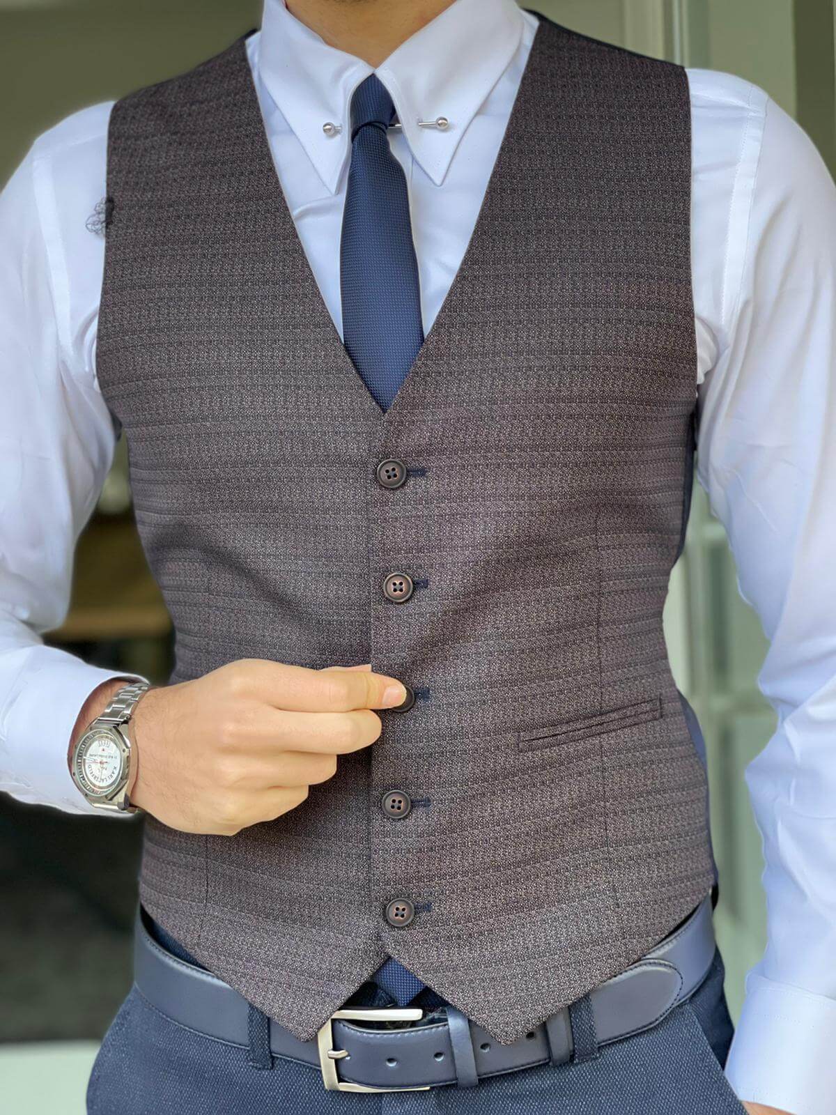 Blue sale patterned waistcoat