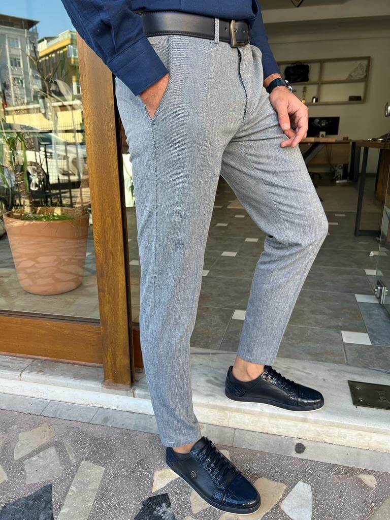Stretch-Cotton Slim-Fit Drawstring Trousers Grey