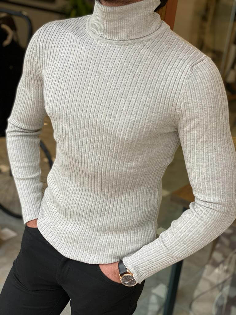 Striped Lycra Turtleneck – HolloMen