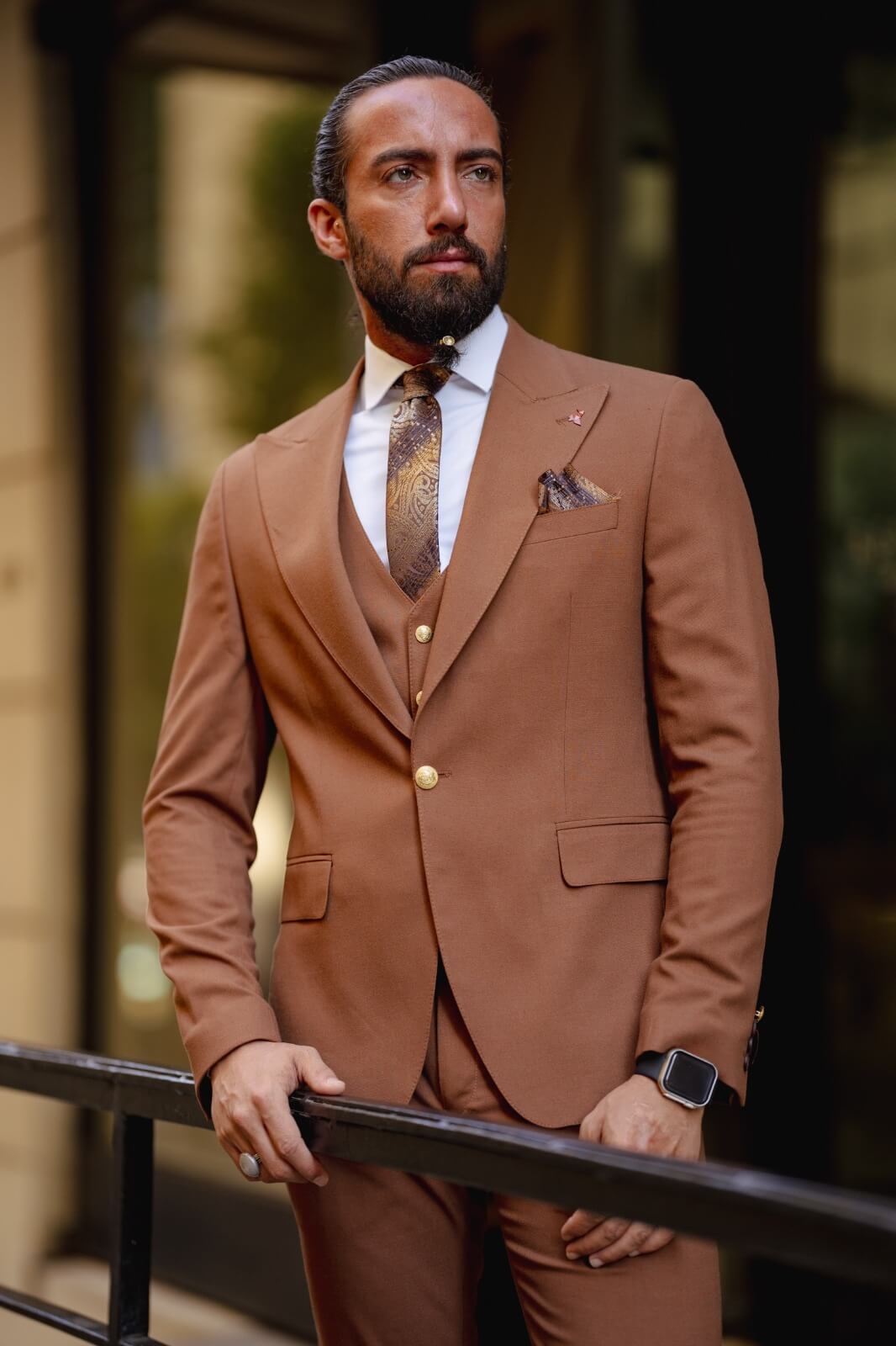 Gold slim fit on sale suit