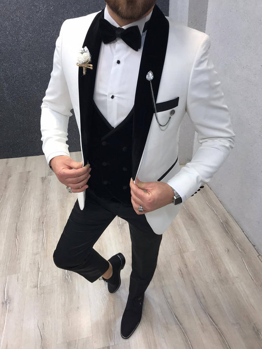 TROPEZ WHITE VELVET COLLAR TUXEDO - Hollo Men