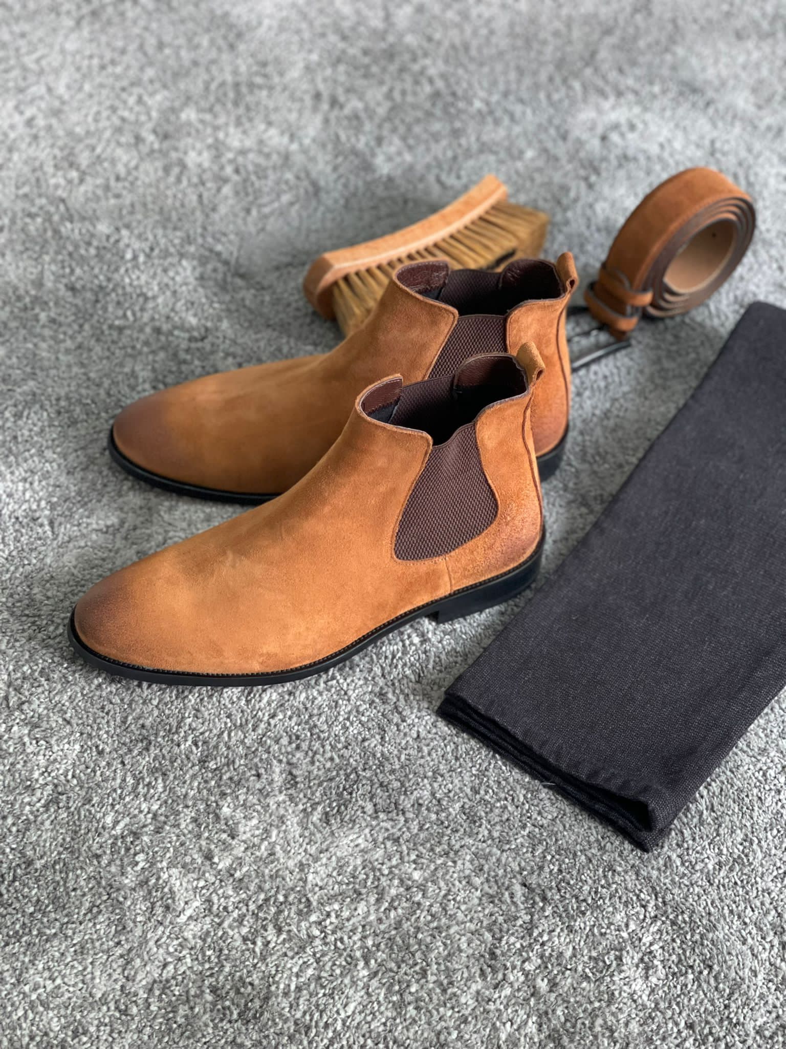 Victoria Tan Suede Leather Chelsea Boots – HolloMen